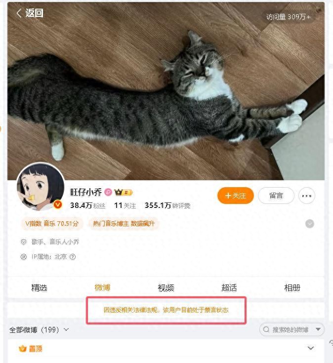 旺仔小喬被禁言